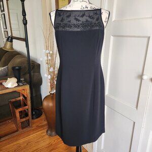 Jones New York Black Cocktail Dress with Embroidered Netting Sz 8